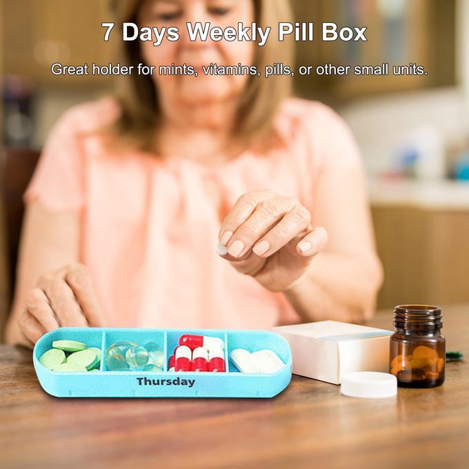 7 dagen per week pillendoosje, 28 compartimenten, pillenorganisator, plastic medicijndoosje