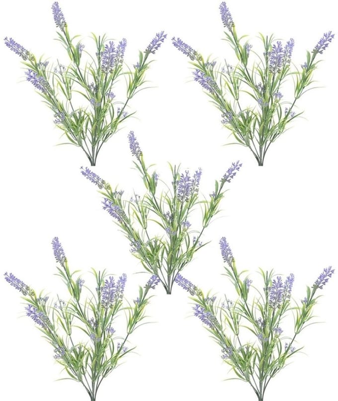 Lavendel kunstplant bundeltje - 5x - bosje - paars - 44 cm -