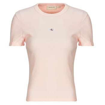 Calvin Klein Jeans  T-shirt Korte Mouw WOVEN LABEL RIB FITTED TEE