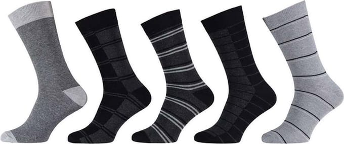 Apollo - 10-Pack - Gestreepte Herensokken - Gestreept Katoen - 5-Pack - Heren - grijs - 43-46 - 120421015