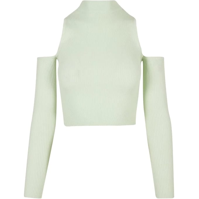 Urban Classics - Rib Knit Cut Out Sleeve Longsleeve top - L - Mintgroen