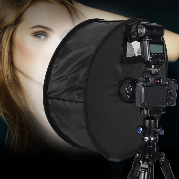 Universele Ronde Opvouwbare Diffuser Softbox Shoot Macro Flitslicht Lamp Kap black