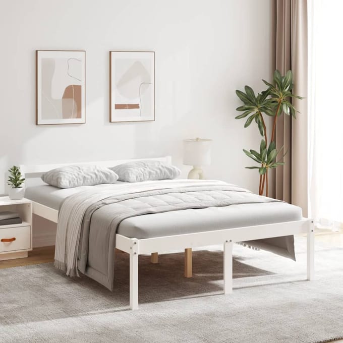 vidaXL - Seniorenbed - massief - grenenhout - wit - 140x200 - cm