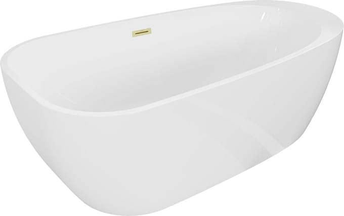 Mexen Giada vrijstaande badkuip 170 x 90 , wit glanzend, overloop goud geborsteld - 52741709000-55
