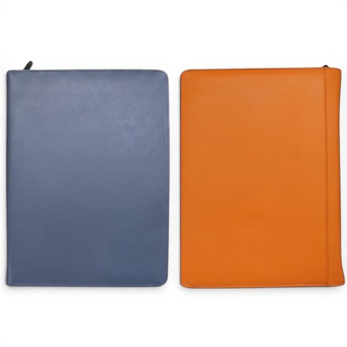 Safekeepers Luxe Leren Schrijfmap A4 Set – 2-Pack – Oranje & Blauw