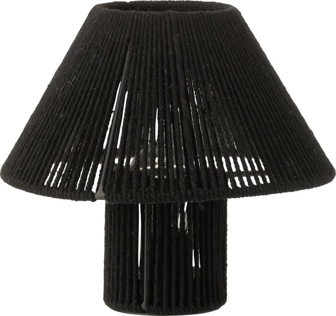 J-Line lamp - metaal/katoen - zwart - LED lichtjes