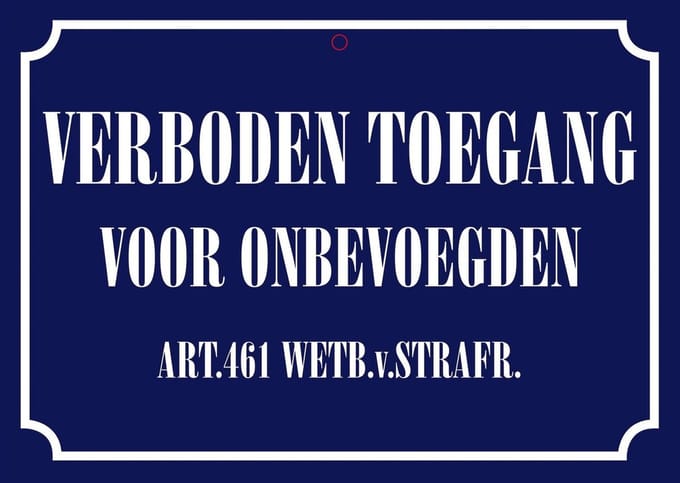 Plenty gifts waakbord blik verboden toegang