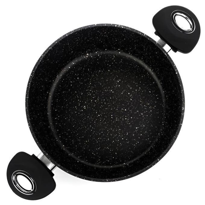 Casserole - IBILI - Natura - 20 cm - Antiadhésif Pierre - Compatible Induction - Couvercle Verre