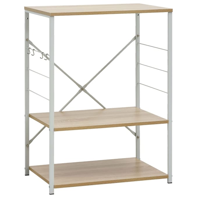 vidaXL - Magnetronkast - 60x39,6x79,5 - cm - bewerkt - hout - wit - en - eikenkleurig