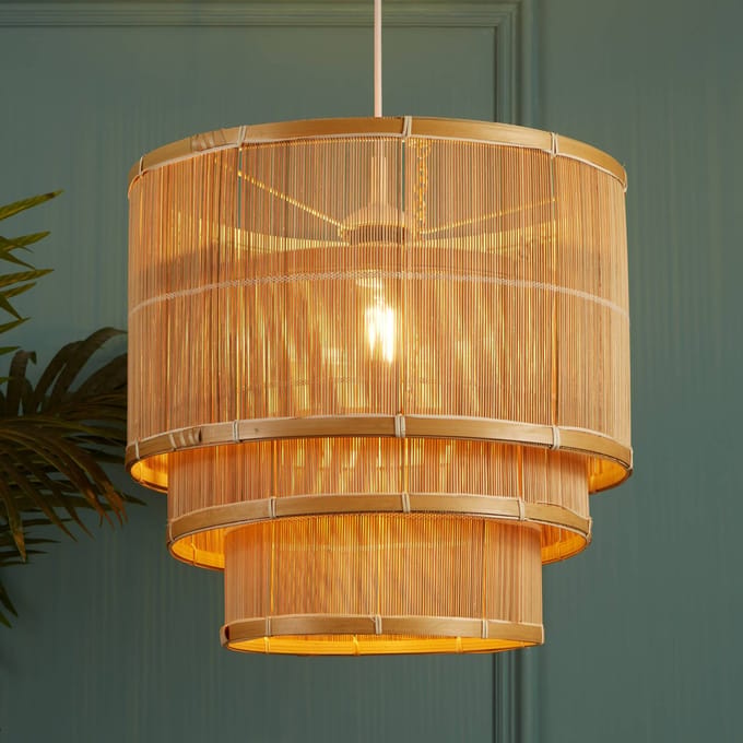Searchlight Hanglamp Astaria, houtkleur, bamboe, Ø 40 cm, E27