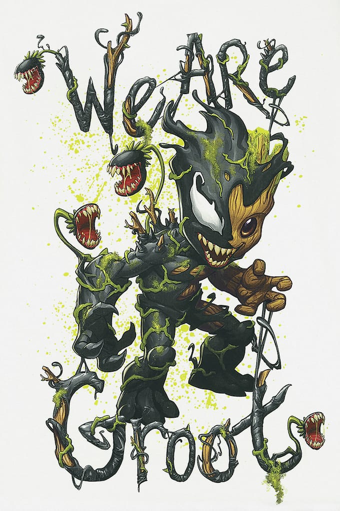 Marvel - Disney T-shirt - Venomized Groot - We Are Groot - S tot XXL - voor Mannen - wit