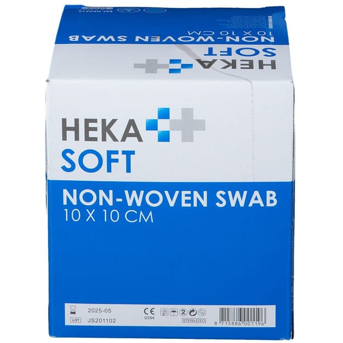 Hekasoft Kompres Ongeweefd Steriel 10x10cm 100 Compressen