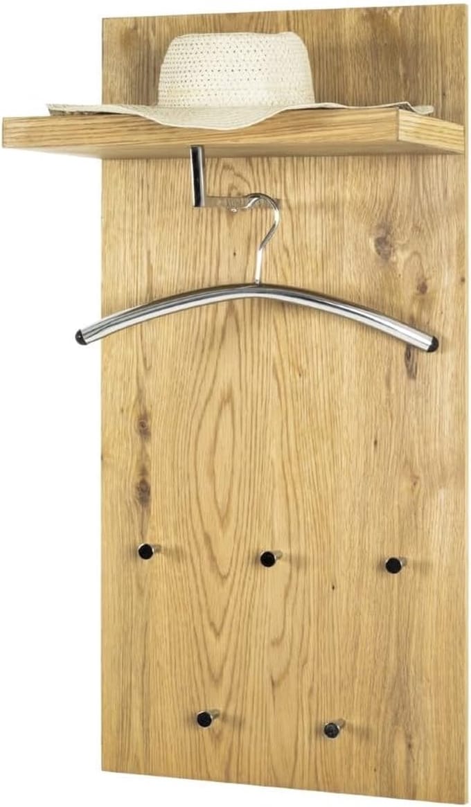 Goodivery ® Moderne Wandkapstok met Chroom en Eiken Details, MDF en Metaal