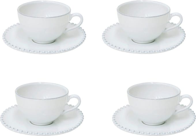Costa Nova theekop & schotel Pearl wit 0,25 Ltr set van 4