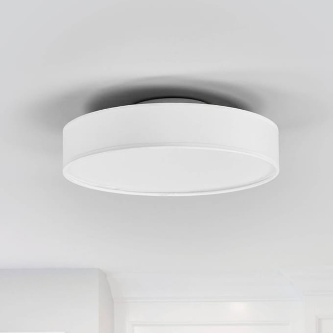 Lindby LED plafondlamp Saira, Ø 30 cm, wit, textiel