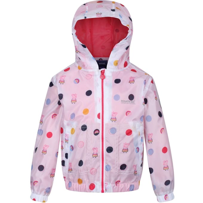 Regatta Kinder/Kinderen Peppa Pig Polka Dot Waterdichte Jas met Kap (Lichtroze)