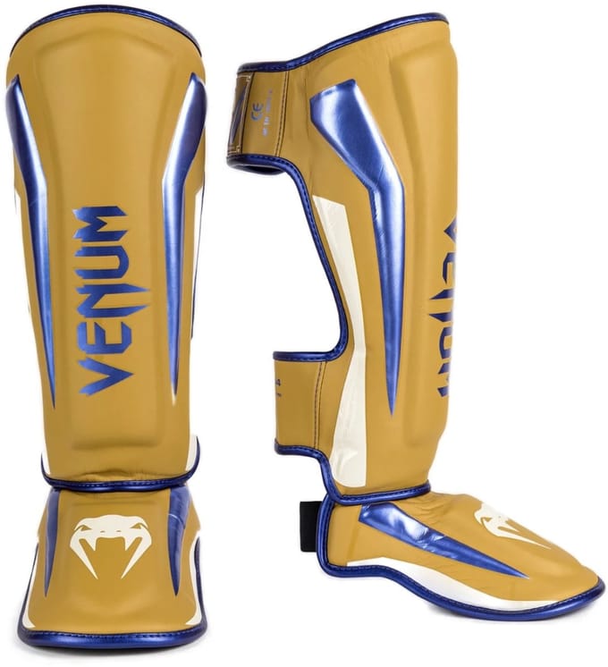 Venum Elite Scheenbeschermers Special Edition Camel Blauw - M