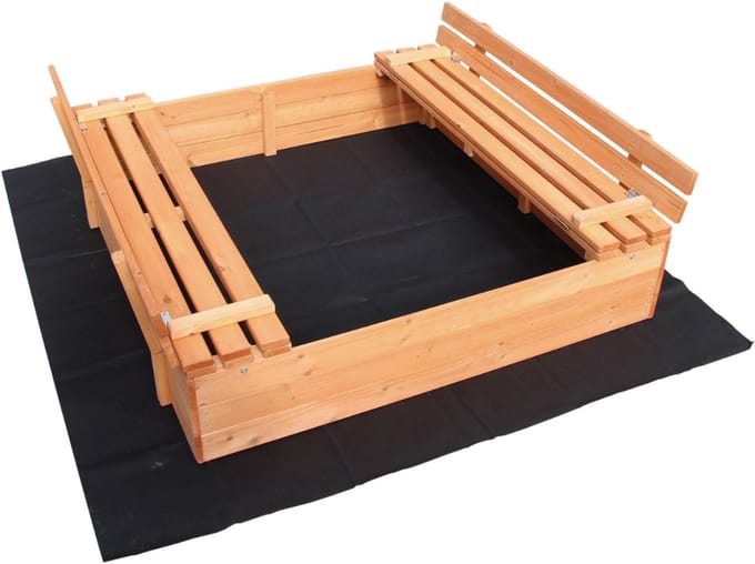 DnA® Zandbak - Speelzand - Zandbak Schelp - Bruin - 98cm x 98cm x 21cm