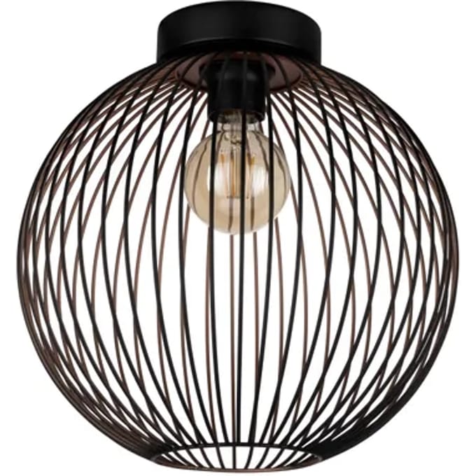 Eglo Plafondlamp Poblete - Zwart - Koper - 32cm - E27