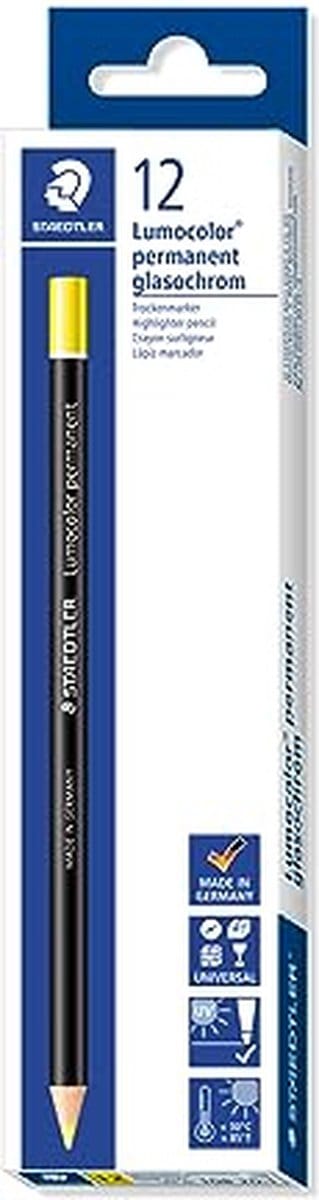Staedtler potlood Lumocolor permanent glasochrom, geel 12 stuks