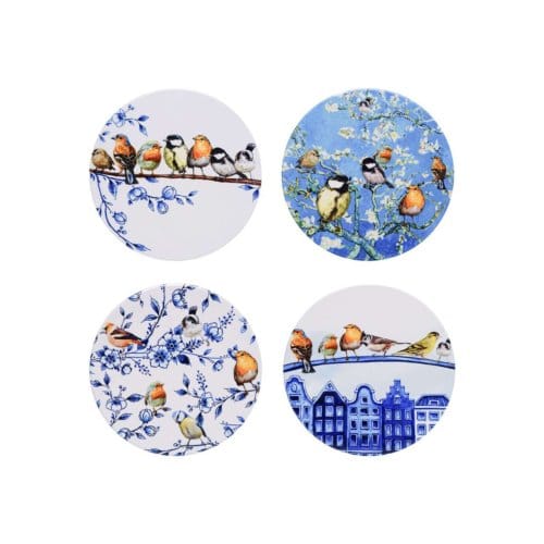 Onderzetters Bosvogels - Rond - Keramiek - set van 4