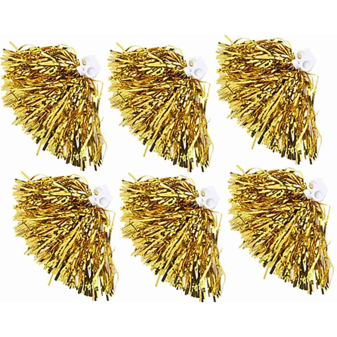 6 stuks Cheerer Pompons Cheer Sportfeest Dansaccessoires (gouden) yellow