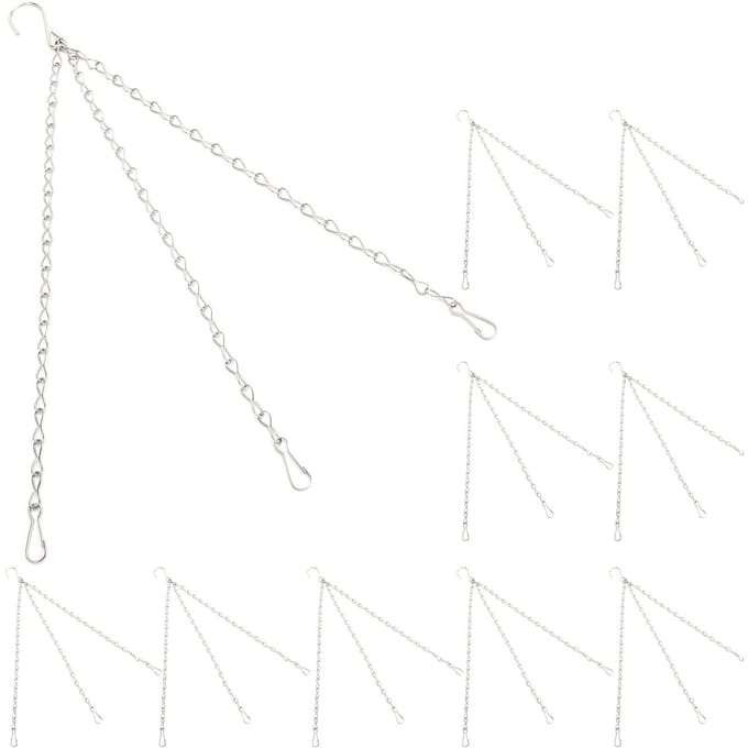10 stuks Ophangketting met Haken Enkelvoudig 8-Strands IJzer Tuin Bloempot Plantenhangers Vervanging white