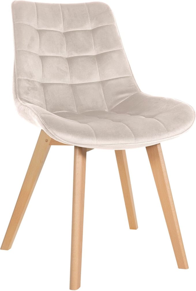 CLP Brook Eetkamerstoel - Hout frame - Fluweel - Velvet - creme