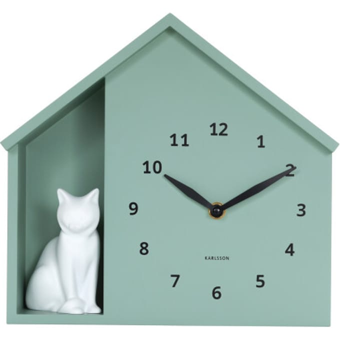 Karlsson - Wandklok Siting Cat - Grijsjade- Ø24,9cm