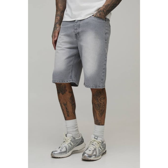 Tall Essential Relaxed Fit Denim Shorts | Light Grey | Size 52
