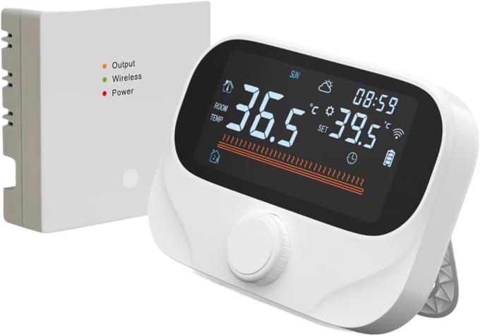 Slimme Thermostaat - Temperatuurregelaar Sensor - Energie Besparen - 7-Dagen Programmering - 11.8 cm - Wit