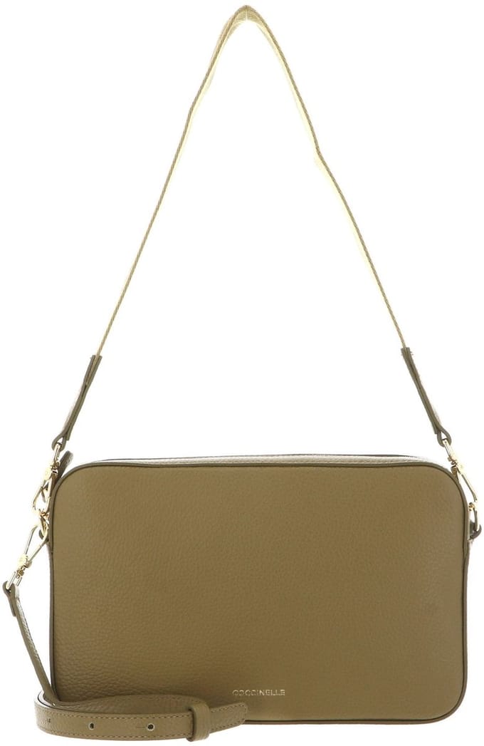 COCCINELLE Leren schoudertas Tebe Mini Bag Grained Leather Seagrass kaki