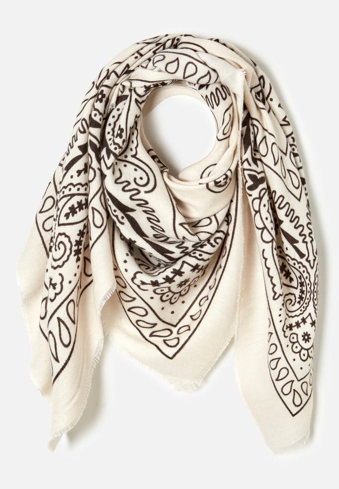 Damart - Vierkante bandana sjaal - Dames - Wit - Taille Unique