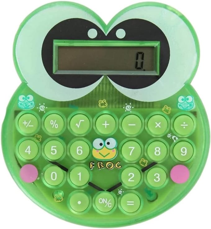 Mini Rekenmachine - Zakcalculator - Student Examen - Uniek Kikker Design - 3.5x3.1in - Groen