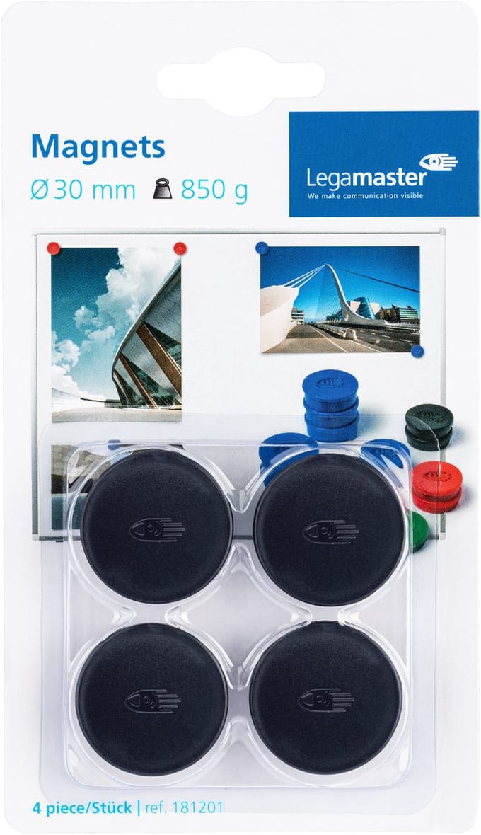Whiteboardmagneten 30mm Lega Zwart