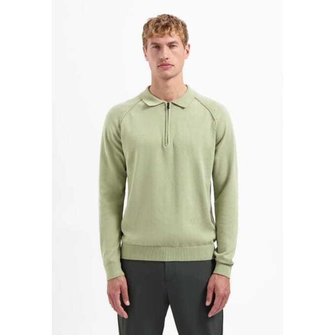 No Excess Pullover Polo Half Zip Solid Light Moss Size: L | Sweaters Outlet | Heren | Groen