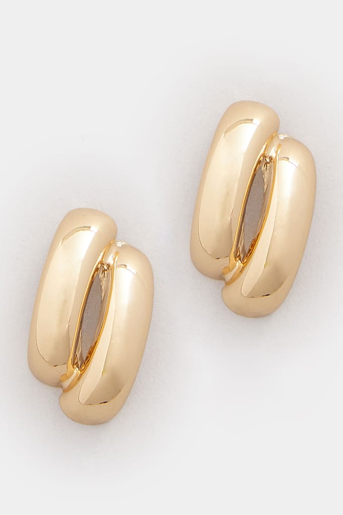Yours Goudkleurige Dubbelgebogen Studs Oorbellensize One Size
