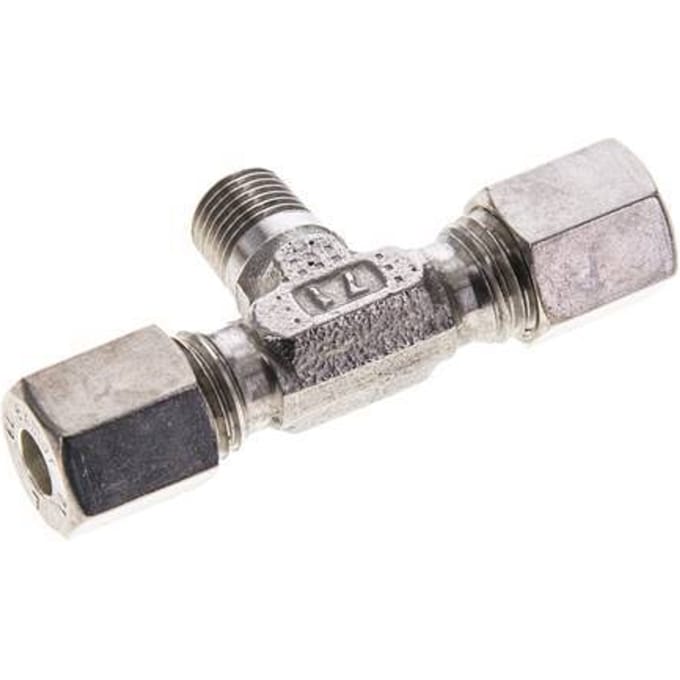 6L & M10x1 (con) RVS T-stuk Knelfitting Buitendraad 315bar ISO 8434-1