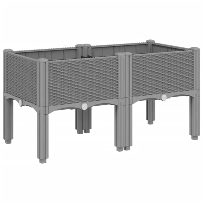 vidaXL - Plantenbak - met - poten - 80x40x42 - cm - polypropeen - lichtgrijs