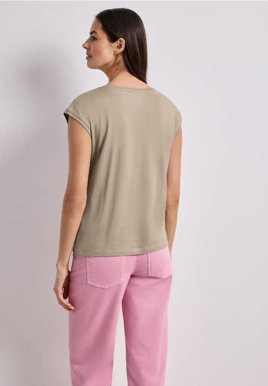 Shirt met boothals en decoratief detail