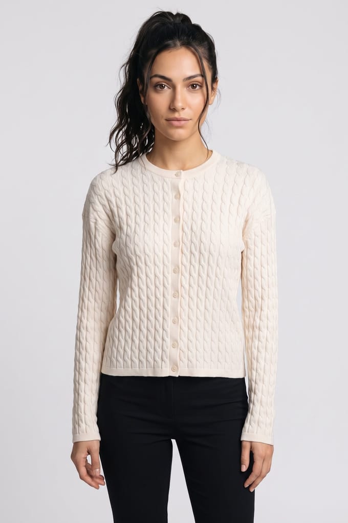 & Other Stories Es Ossi Cable Cardigan White Maat: M | Longsleeves Outlet | Dames | Wit