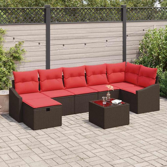 vidaXL - Bankstel - 8 - st - poly - rattan
