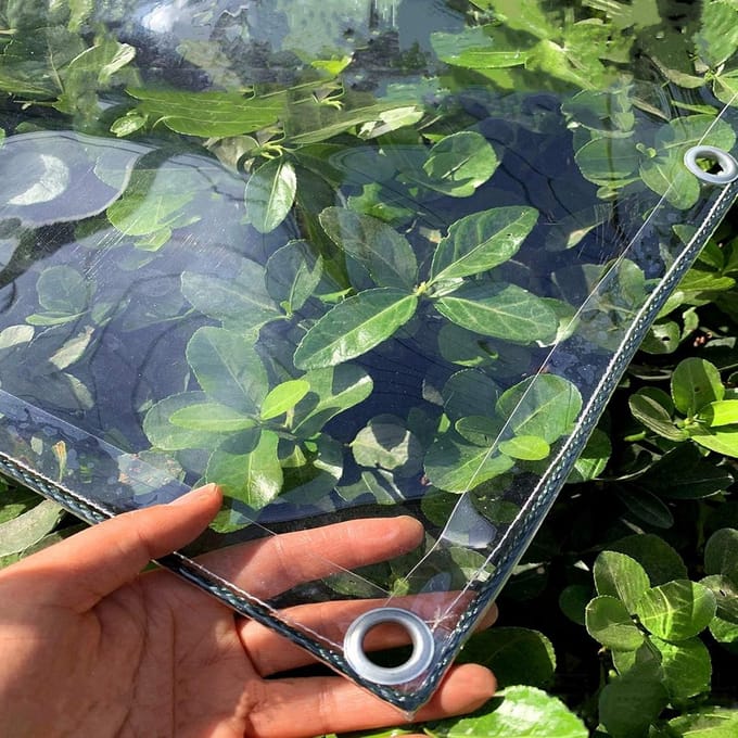 Transparant en Waterdicht PVC Zeil met Ogen - Stevige Regen- en Zonwering
