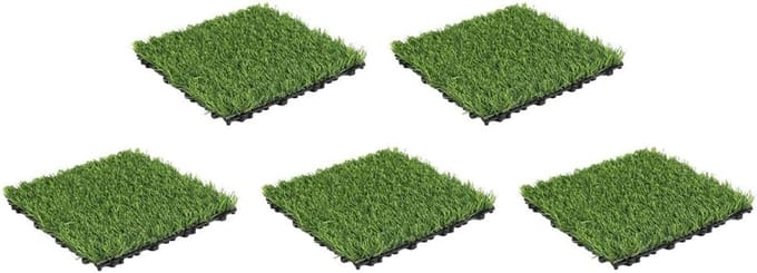 Kunstgras Tegels - Valse Gazon Matten - Tuin Aankleding - Zelfdrainerend Ontwerp - 30x30cm - Groen