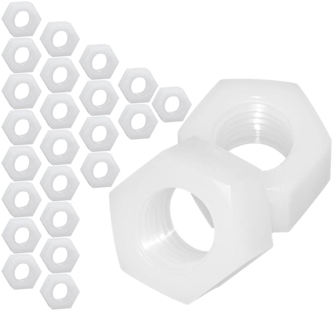 Set van 25 Stuks M3 Nylon Zeskantmoeren - Duurzame Plastic Moeren voor Schroeven en Bouten