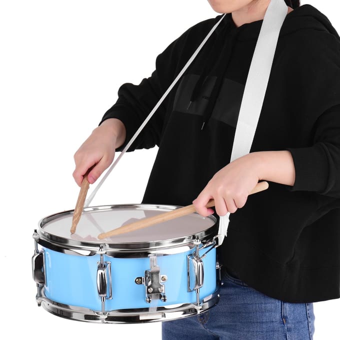 12inch snaredrumvel met drumstokken schouderband drumsleutel voor studentenband lichtblauwe kleur