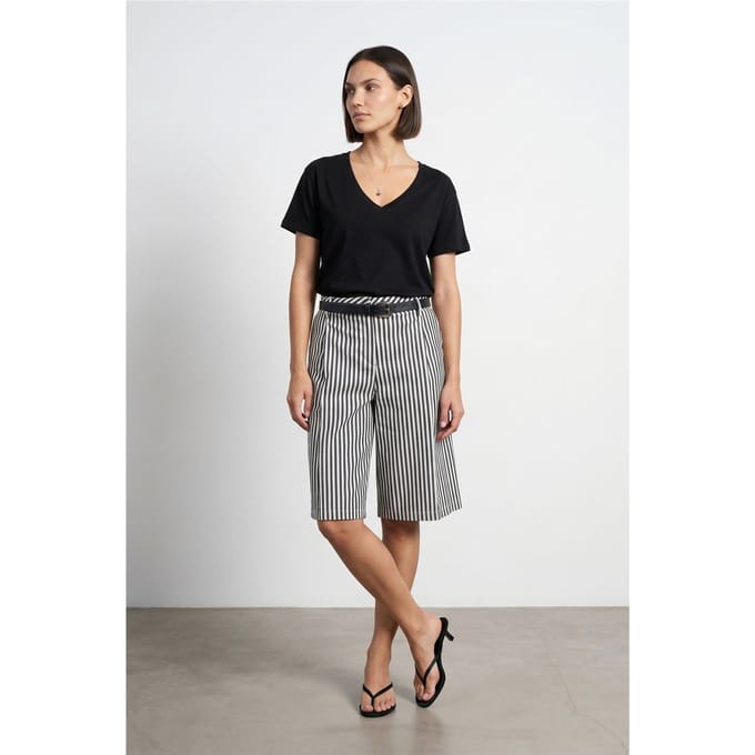 Katoen Tencel V-hals Korte Mouwen Blouse