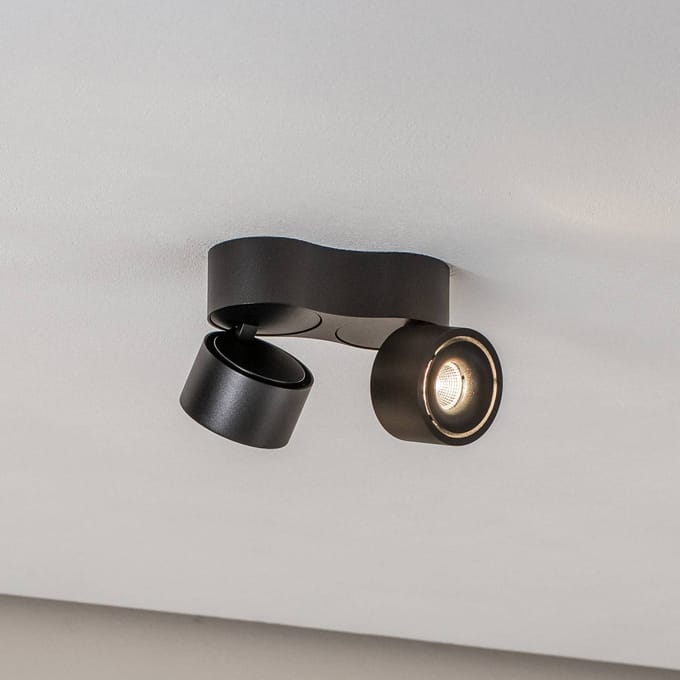 Arcchio LED plafondspot Rotari, 1240 lm, 2-lamps, zwart