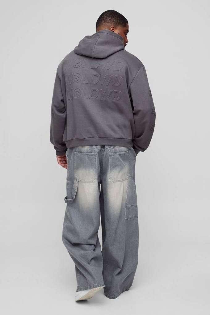 Tinted Baggy Fit Carpenter Jeans | Grey | Size 58R