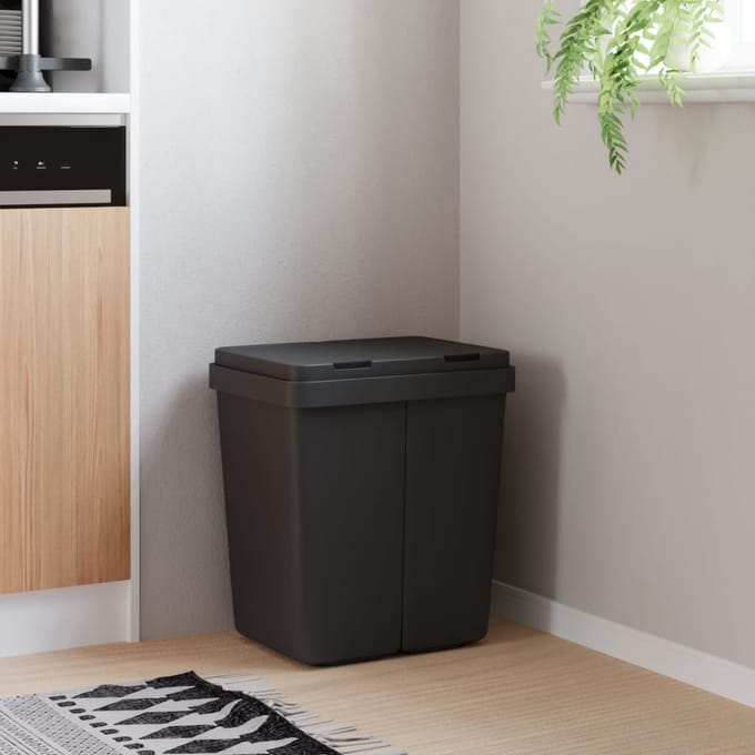 vidaXL - Dubbele - vuilnisbak - 2x25 - L - antracietkleurig